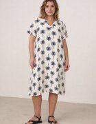 christy Rochie din vâscoză cu imprimeu de palmieri cu tiv asimetric Sissil Albastră