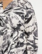 christy Rochie Evazată Petrecută Neagră din Viscoză cu Imprimeu Abstract Dleffia