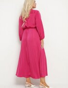 christy Rochie Fucsia Maxi cu Elastic în Talie și Decolteu Petrecut Bertram