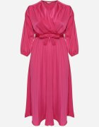 christy Rochie Fucsia Maxi cu Elastic în Talie și Decolteu Petrecut Bertram
