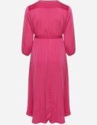 christy Rochie Fucsia Maxi cu Elastic în Talie și Decolteu Petrecut Bertram