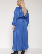 christy Rochie Maxi Albastră cu elastic în talie și decolteu petrecut Bertrama