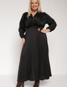 christy Rochie Maxi Neagră cu elastic în talie și decolteu petrecut Bertram