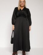 christy Rochie Maxi Neagră cu elastic în talie și decolteu petrecut Bertram