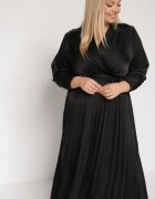 christy Rochie Maxi Neagră cu elastic în talie și decolteu petrecut Bertram