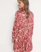 christy Rochie Mini Bordo-Bej cu Volănaș și Model Abstract Ovină