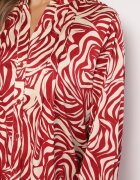 christy Rochie Mini Bordo-Bej cu Volănaș și Model Abstract Ovină