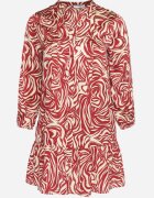 christy Rochie Mini Bordo-Bej cu Volănaș și Model Abstract Ovină