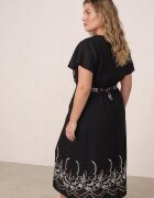 christy Rochie petrecută din viscoză decorată cu broderie și curea tip cravată Tasenea Neagră