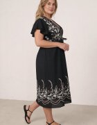 christy Rochie petrecută din viscoză decorată cu broderie și curea tip cravată Tasenea Neagră