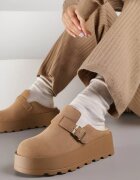 ciaodeo Cizme de zăpadă Bej Joase cu talpă groasă decorate cu cataramă Vetiare