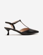 ciaodeo Pantofi eleganți cu toc negri cu toc pisică cu curele decorative Pellene