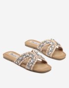ciaodeo Papuci Albastru-Bej cu împletitură în stil Boho Felmirella