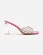 ciaodeo Papuci Fuchsia pe Toc Transparent Decorat cu Perle Emreina