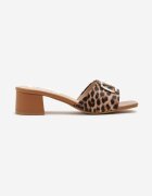 ciaodeo Papuci leopard cu toc gros cu aplicație metalică Rediselle