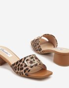 ciaodeo Papuci leopard cu toc gros cu aplicație metalică Rediselle