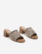 ciaodeo Papuci Negre cu Toc Decorate cu Motiv Geometric Galreis