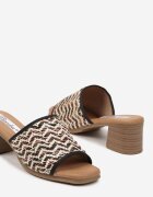 ciaodeo Papuci Negre cu Toc Decorate cu Motiv Geometric Galreis