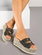 ciaodeo Papuci Negre pe platformă împletită cu bandă din tweed Desawena