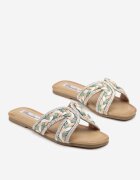 ciaodeo Papuci Verde-Bej cu Împletitură în Stil Boho Felmirella