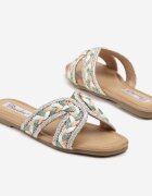 ciaodeo Papuci Verde-Bej cu Împletitură în Stil Boho Felmirella