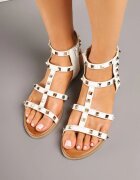 ciaodeo Sandale Albe Gladiator decorate cu ținte Tesiela