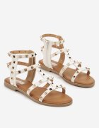ciaodeo Sandale Albe Gladiator decorate cu ținte Tesiela
