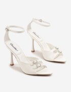 ciaodeo Sandale Albe Stiletto cu Catarame Decorative Nevorisea