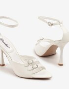 ciaodeo Sandale Albe Stiletto cu Catarame Decorative Nevorisea