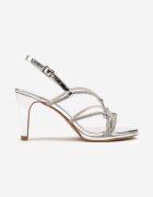 ciaodeo Sandale Argintii Stiletto lăcuite și cu zirconii Zilienne