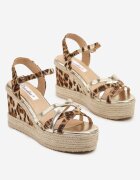 ciaodeo Sandale Aurii cu platformă din împletitură cu curele împletite leopard Tanarethia