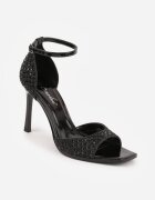 ciaodeo Sandale Elegante Negre pe toc stiletto cu strasuri și vârf pătrat Hempea