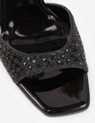 ciaodeo Sandale Elegante Negre pe toc stiletto cu strasuri și vârf pătrat Hempea