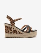 ciaodeo Sandale Negre cu platformă din împletitură cu barete încrucișate leopard Tanarethia