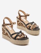 ciaodeo Sandale Negre cu platformă din împletitură cu barete încrucișate leopard Tanarethia