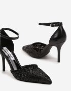 ciaodeo Sandale Negre cu toc cui Ornamentate cu împletitură Rallexia