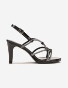 ciaodeo Sandale Negre Stiletto cu aspect lăcuit și cu zirconii Zilienne