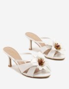 cink me Papuci Albi cu toc cui cu floare 3D Ridialina