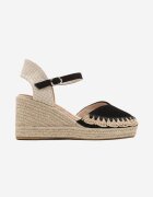 cink me Sandale Negre Espadrile din imitație de piele întoarsă pe pană împletită Calriva