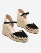 cink me Sandale Negre Espadrile din imitație de piele întoarsă pe pană împletită Calriva