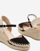 cink me Sandale Negre Espadrile din imitație de piele întoarsă pe pană împletită Calriva