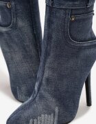  Cizme Albastre Din denim cu toc stiletto Bimis
