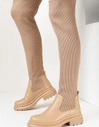  Cizme bej cu carâmb rebrat elastic peste genunchi Sinnie