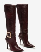  Cizme Bordo cu toc stiletto Decorate cu cataramă Innadora