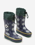 Cizme de cauciuc Verde-Bleumarin cu Căptușeală Ușoară și Șnur la Gambă Galorie