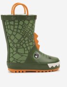  Cizme de cauciuc Verde-Portocalii cu Motiv Crocodil Amiliria