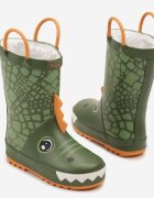  Cizme de cauciuc Verde-Portocalii cu Motiv Crocodil Amiliria