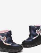  Cizme de zăpadă albastre cu Matlasare pe Talpă Groasă cu Cusături Decorative în Formă de Inimă Fioralia