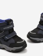 Cizme de zăpadă bleumarin peste gleznă cu închidere Velcro și cu emblemă Trilie