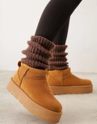  Cizme de zăpadă Maro slip-on cu platformă cu carâmb scurt Arinara